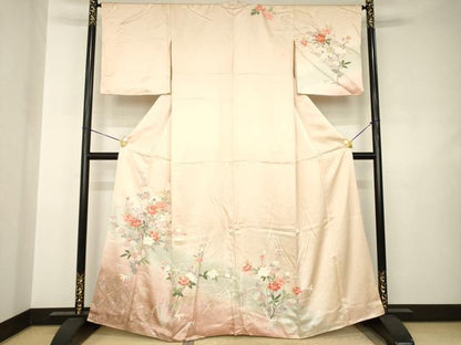 平和屋着物●訪問着　友禅　枝花文　暈し染め　正絹　逸品　AABJ6541ck
