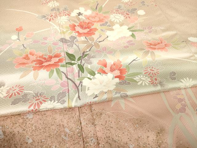 平和屋着物●訪問着　友禅　枝花文　暈し染め　正絹　逸品　AABJ6541ck