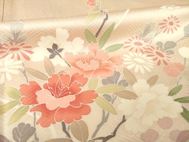 平和屋着物●訪問着　友禅　枝花文　暈し染め　正絹　逸品　AABJ6541ck
