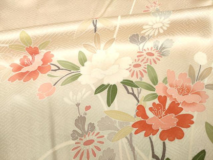 平和屋着物●訪問着　友禅　枝花文　暈し染め　正絹　逸品　AABJ6541ck