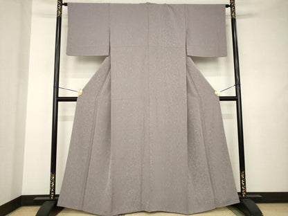 平和屋着物●上質な色無地　薔薇地紋　胡桃染色　正絹　逸品　AABJ6542ck