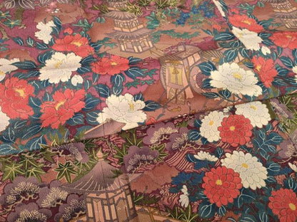 平和屋着物●訪問着　御所車風景花文　正絹　逸品　AABJ6543ck