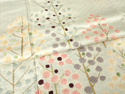 平和屋着物●訪問着　絞り　刺繍　樹林文　金彩　正絹　逸品　AABJ6546ck
