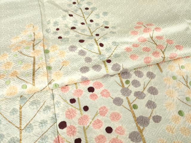 平和屋着物●訪問着　絞り　刺繍　樹林文　金彩　正絹　逸品　AABJ6546ck
