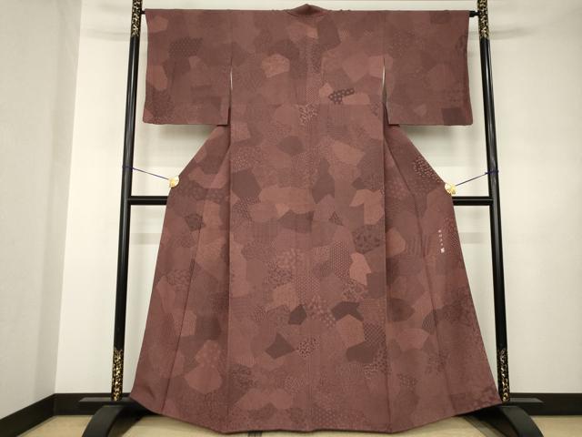 平和屋着物●伝統工芸士　保科土山　江戸小紋　割付き文　正絹　逸品　AABJ6549ck