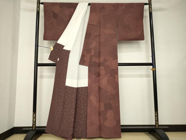 平和屋着物●伝統工芸士　保科土山　江戸小紋　割付き文　正絹　逸品　AABJ6549ck