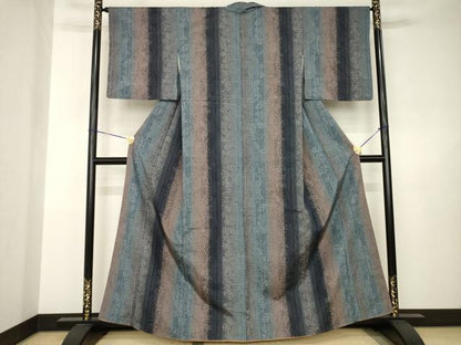平和屋着物●上質な紬　草花間道　正絹　逸品　AABJ6550ck