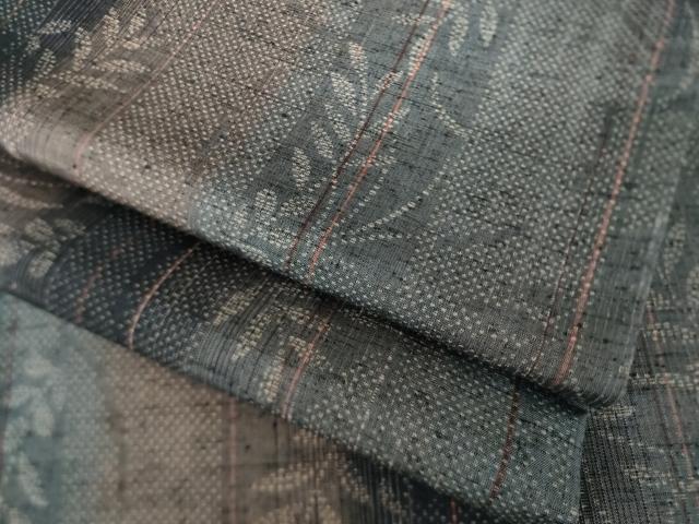 平和屋着物●上質な紬　草花間道　正絹　逸品　AABJ6550ck