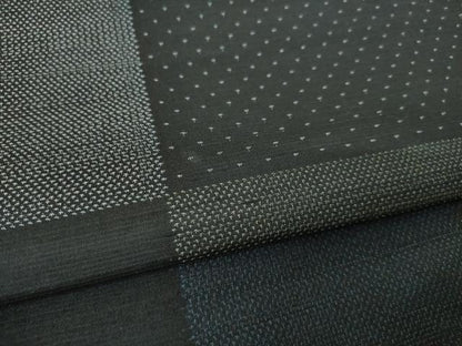 平和屋着物●上質な紬　市松文　黒地　正絹　逸品　AABJ6554ck