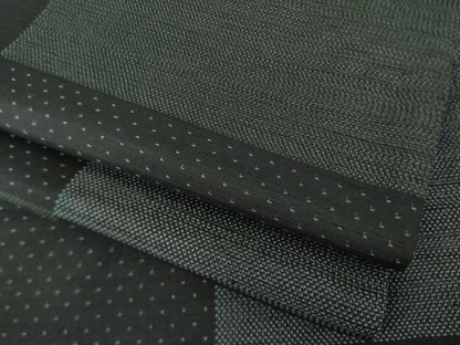 平和屋着物●上質な紬　市松文　黒地　正絹　逸品　AABJ6554ck