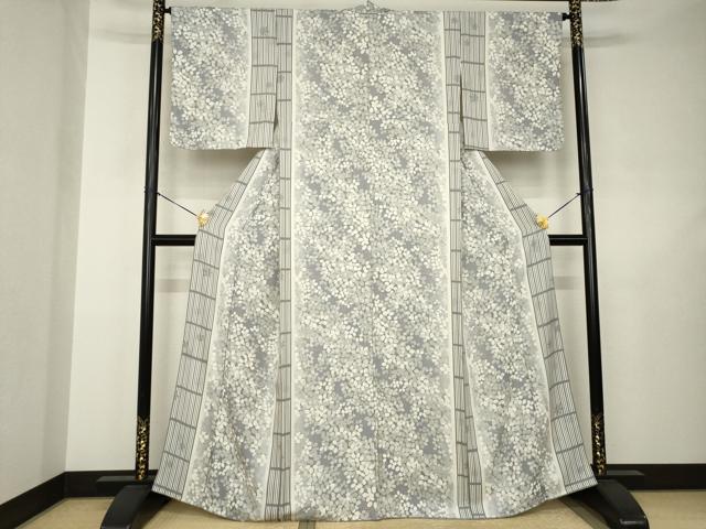 平和屋着物●上質な小紋　枝葉文　正絹　逸品　AABJ6555ck