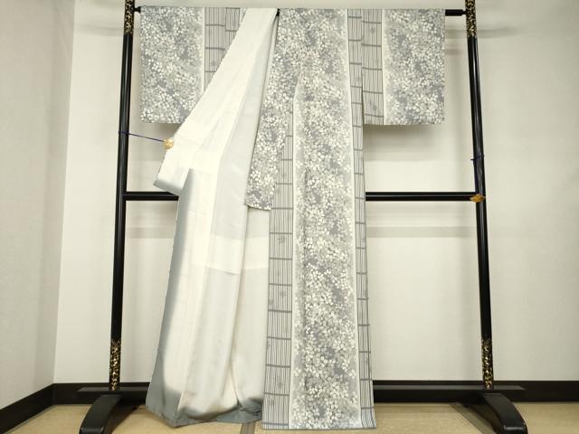 平和屋着物●上質な小紋　枝葉文　正絹　逸品　AABJ6555ck