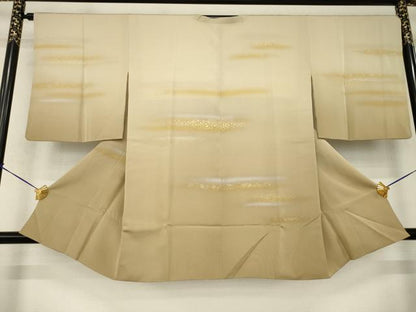 平和屋着物●人間国宝　福田喜三郎　道行コート　箔散らし文様　暈し染め　金彩　ロング丈　正絹　逸品　AABJ6557ck