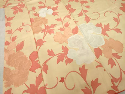 平和屋着物●上質な小紋　地紋起こし　花唐草文　正絹　逸品　AABJ6558ck