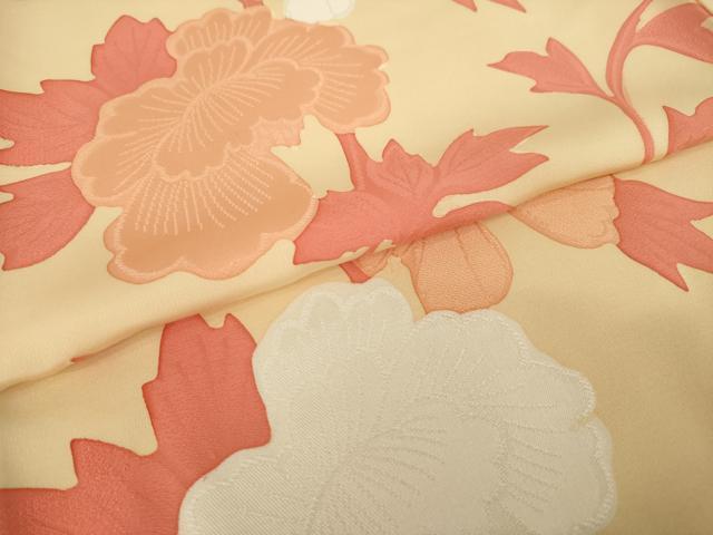 平和屋着物●上質な小紋　地紋起こし　花唐草文　正絹　逸品　AABJ6558ck