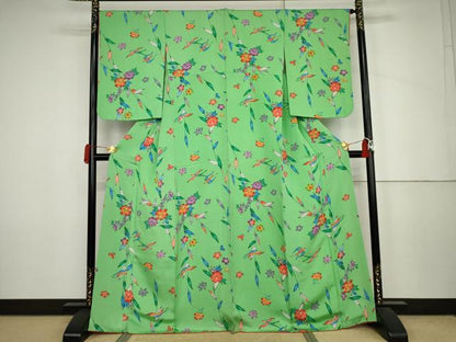 平和屋着物●上質な小紋　花鳥文　正絹　逸品　AABJ6563cs