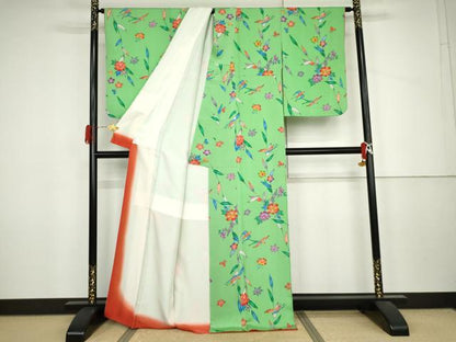 平和屋着物●上質な小紋　花鳥文　正絹　逸品　AABJ6563cs