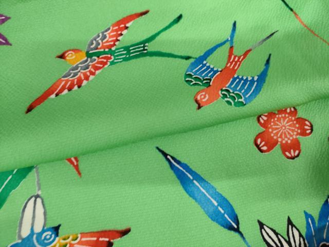 平和屋着物●上質な小紋　花鳥文　正絹　逸品　AABJ6563cs