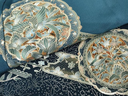 平和屋着物●訪問着　鳳凰更紗花絵皿文　暈し染め　金銀彩　正絹　逸品　AABJ6564cs