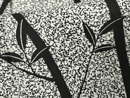 平和屋着物●訪問着　作家物　俊　枝葉文　たたき染め　黒地　正絹　逸品　AABJ6566cs