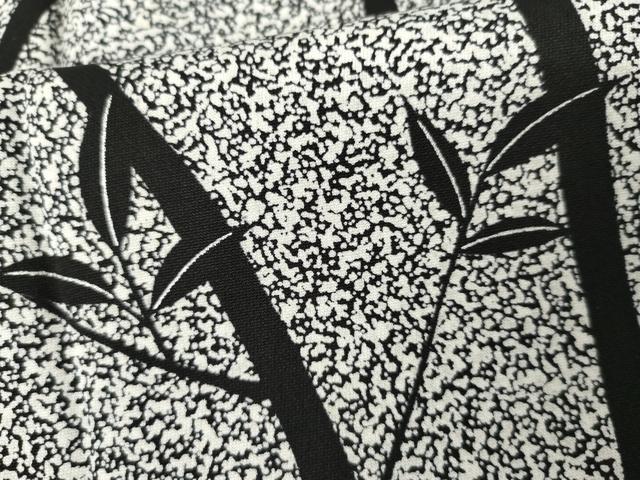 平和屋着物●訪問着　作家物　俊　枝葉文　たたき染め　黒地　正絹　逸品　AABJ6566cs
