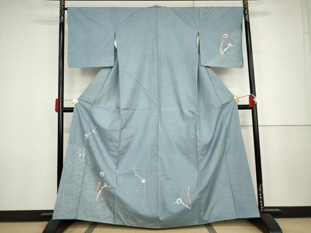 平和屋着物●訪問着　作家物　紬地　枝梅　正絹　逸品　AABJ6567cs