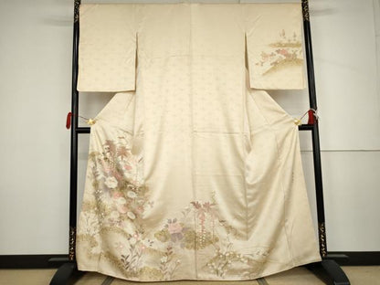 平和屋着物●訪問着　作家物　義三　枝花文　金彩　正絹　逸品　AABJ6568cs