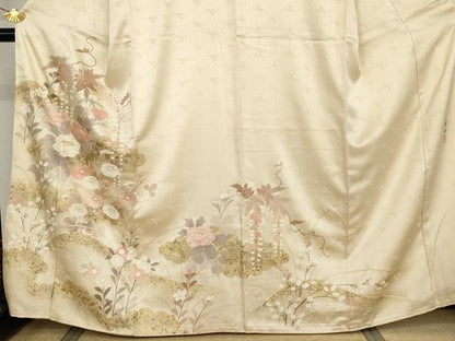 平和屋着物●訪問着　作家物　義三　枝花文　金彩　正絹　逸品　AABJ6568cs