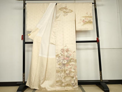 平和屋着物●訪問着　作家物　義三　枝花文　金彩　正絹　逸品　AABJ6568cs