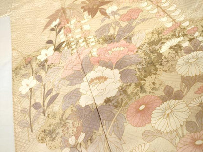 平和屋着物●訪問着　作家物　義三　枝花文　金彩　正絹　逸品　AABJ6568cs
