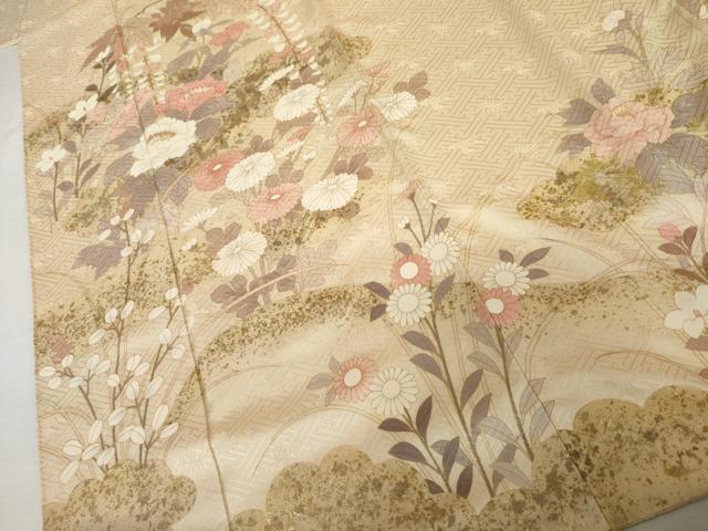 平和屋着物●訪問着　作家物　義三　枝花文　金彩　正絹　逸品　AABJ6568cs