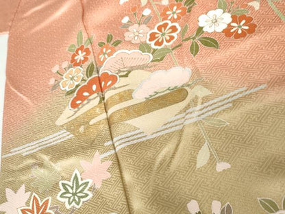 平和屋着物●訪問着　地紙花蝶文　暈し染め　金彩　正絹　逸品　AABJ6569cs