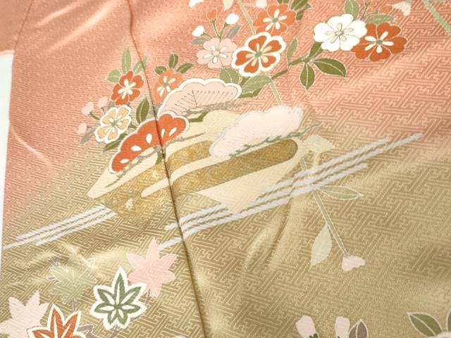 平和屋着物●訪問着　地紙花蝶文　暈し染め　金彩　正絹　逸品　AABJ6569cs