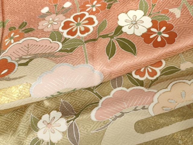 平和屋着物●訪問着　地紙花蝶文　暈し染め　金彩　正絹　逸品　AABJ6569cs