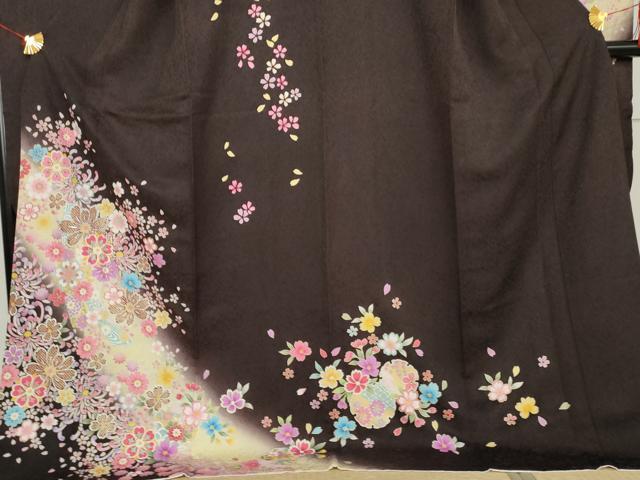 平和屋着物●豪華振袖　刺繍　雪輪花文　暈し染め　金彩　銀糸　京都きもの友禅扱い　正絹　逸品　AABJ6571cs