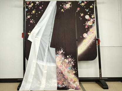 平和屋着物●豪華振袖　刺繍　雪輪花文　暈し染め　金彩　銀糸　京都きもの友禅扱い　正絹　逸品　AABJ6571cs