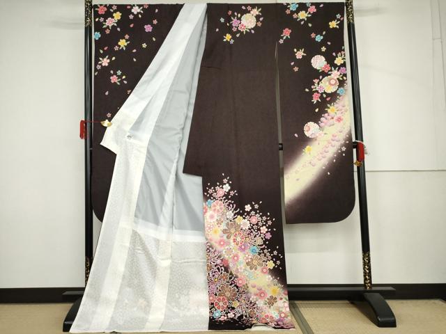 平和屋着物●豪華振袖　刺繍　雪輪花文　暈し染め　金彩　銀糸　京都きもの友禅扱い　正絹　逸品　AABJ6571cs
