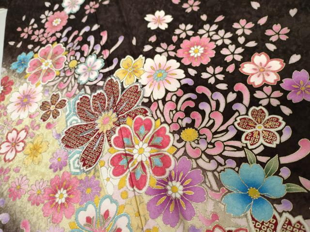平和屋着物●豪華振袖　刺繍　雪輪花文　暈し染め　金彩　銀糸　京都きもの友禅扱い　正絹　逸品　AABJ6571cs