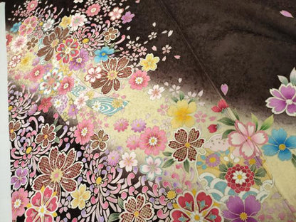 平和屋着物●豪華振袖　刺繍　雪輪花文　暈し染め　金彩　銀糸　京都きもの友禅扱い　正絹　逸品　AABJ6571cs