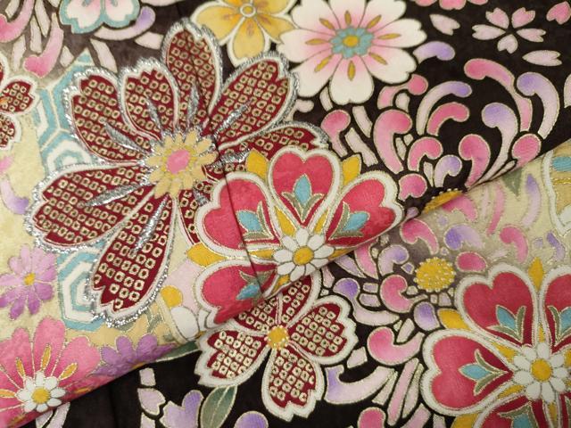 平和屋着物●豪華振袖　刺繍　雪輪花文　暈し染め　金彩　銀糸　京都きもの友禅扱い　正絹　逸品　AABJ6571cs