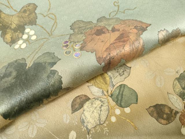 平和屋着物●岡田茂実　訪問着　螺鈿　蔦の葉文　暈し染め　金彩　正絹　逸品　AABJ6575cs