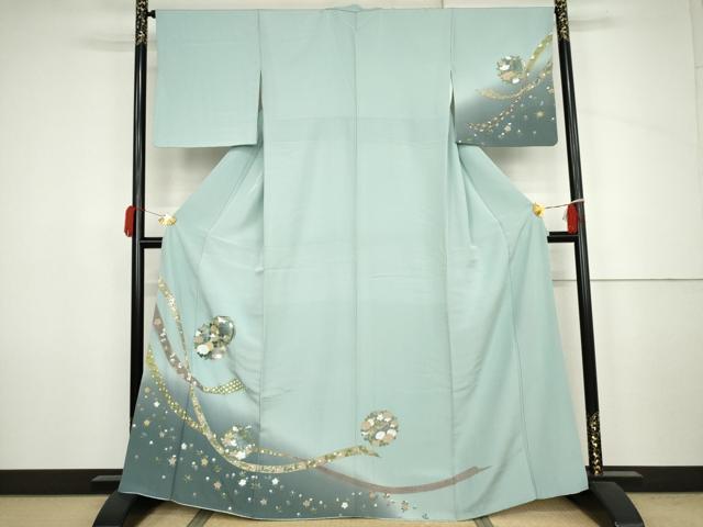 平和屋着物●訪問着　蔓帯花丸文　暈し染め　金彩　正絹　逸品　AABJ6576cs