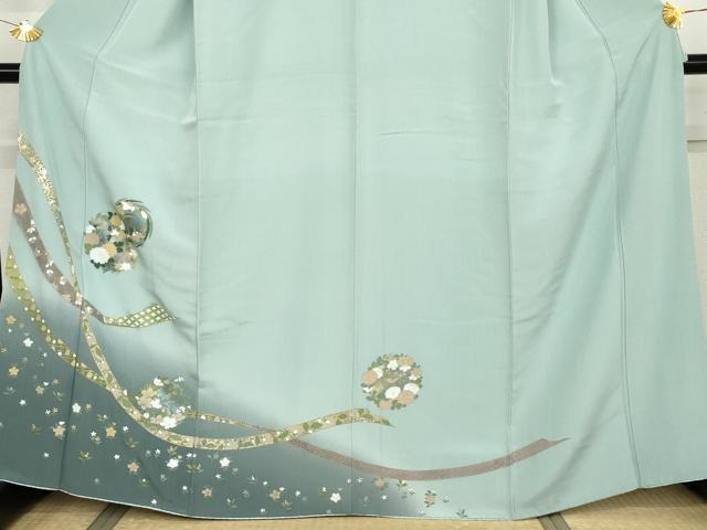 平和屋着物●訪問着　蔓帯花丸文　暈し染め　金彩　正絹　逸品　AABJ6576cs