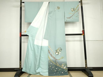 平和屋着物●訪問着　蔓帯花丸文　暈し染め　金彩　正絹　逸品　AABJ6576cs