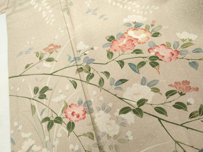 平和屋着物●訪問着　友禅　枝花文　暈し染め　正絹　逸品　AABJ6579cs