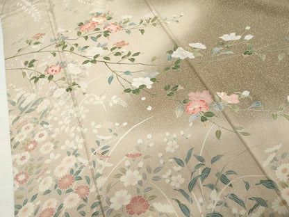 平和屋着物●訪問着　友禅　枝花文　暈し染め　正絹　逸品　AABJ6579cs
