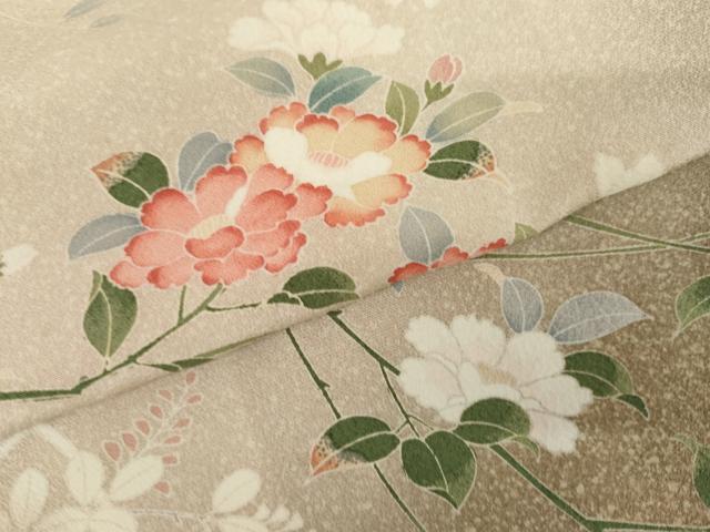 平和屋着物●訪問着　友禅　枝花文　暈し染め　正絹　逸品　AABJ6579cs