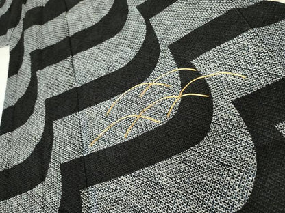 平和屋着物●訪問着　総絞り　駒刺繍　芝文　黒地　正絹　逸品　AABJ6581cs