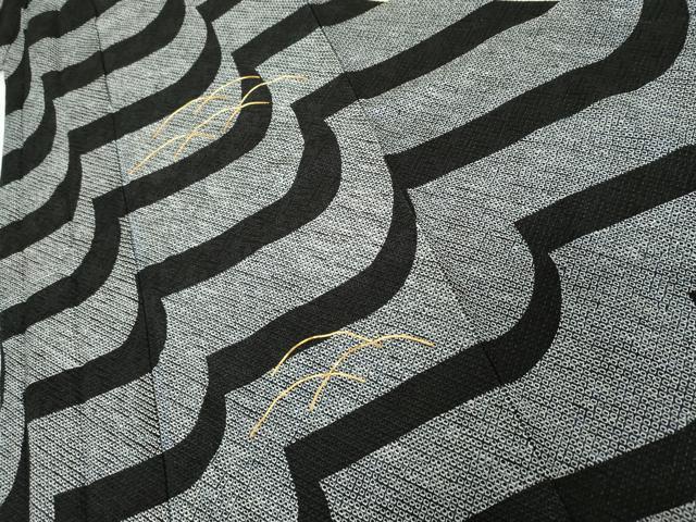 平和屋着物●訪問着　総絞り　駒刺繍　芝文　黒地　正絹　逸品　AABJ6581cs
