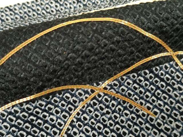 平和屋着物●訪問着　総絞り　駒刺繍　芝文　黒地　正絹　逸品　AABJ6581cs